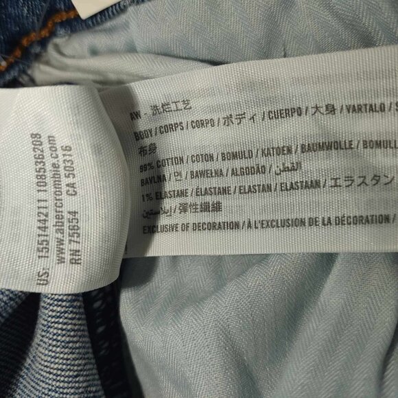 Abercrombie & Fitch The Skinny High Rise Curve Love jeans 37/24 blue ripped knee - Picture 11 of 11